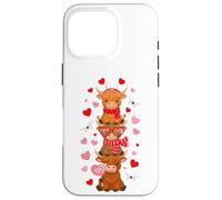 Carcasa para iPhone 16 Pro Lindas Vacas de Las Tierras Altas del Oeste de San Valentín con Letra