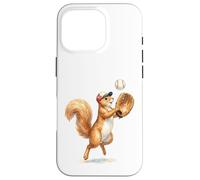 Carcasa para iPhone 16 Pro Lindo Atrapador de Jugador de béisbol de Ardilla, Arte de Acuarela
