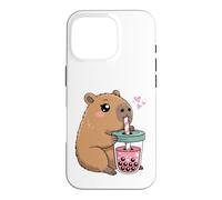 Carcasa para iPhone 16 Pro Lindo Capybara Kawaii Anime Capybara Beber Bubble Tea Love