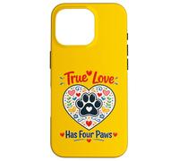 Carcasa para iPhone 16 Pro Lindo diseño de Pata de Perro con corazón True Love Has Paws Pet Lover