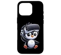 Carcasa para iPhone 16 Pro Lindo pingüino VR Gamer Comic Style