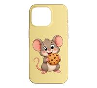 Carcasa para iPhone 16 Pro Lindo ratón de Dibujos Animados con Galletas Dulce Snack