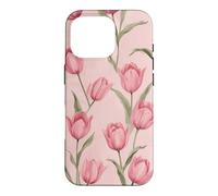 Carcasa para iPhone 16 Pro Lindos Tulipanes Rosados Flores Tulipán Floral Patrón Girly Coqueta