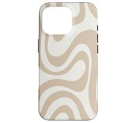 Carcasa para iPhone 16 Pro Líneas de Rayas líquidas de Remolino Beige marrón Retro Groovy70s 80s