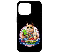 Carcasa para iPhone 16 Pro Llama con batido y Gafas de Sol Soy Diferente, no Roto