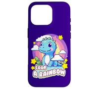 Carcasa para iPhone 16 Pro Look a Rainbow Cute Dinosaur with a Rainbow and Stars