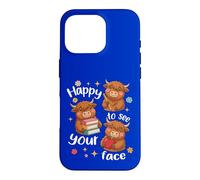 Carcasa para iPhone 16 Pro Los Estudiantes de Highland Cow regresan a la Escuela Felices de Ver tu Cara