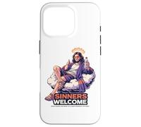 Carcasa para iPhone 16 Pro Los pecadores Dan la Bienvenida a Jesús Salva Divertida Cita sobre la fe Cristiana