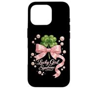 Carcasa para iPhone 16 Pro Lucky Girl Síndrome Coquette Pink Bow Día de San Patricio