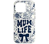 Carcasa para iPhone 16 Pro Madre Chinoiserie Bow Floral Azul Supercute Mum Life
