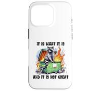 Carcasa para iPhone 16 Pro Mapache filosófico en un contenedor de Basura con Humor de Mal día