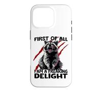 Carcasa para iPhone 16 Pro Mapache Sarcasmo descarado Mapache Caos Basura Panda