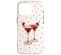 Carcasa para iPhone 16 Pro Martini Glass Pink Olive Bartender and Hearts Cóctel Beige