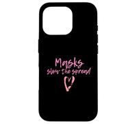 Carcasa para iPhone 16 Pro Masks Slow The Spread Cute Pink Heart Face Mask For Girls