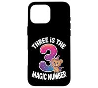 Carcasa para iPhone 16 Pro MAX 3 The Magic Number, Divertido león Lindo para su Tercer cumpleaños