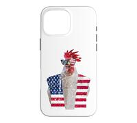 Carcasa para iPhone 16 Pro MAX 4 de Julio patriótico Gallo Pollo Rojo Blanco Azul Bandera de Estados Unidos