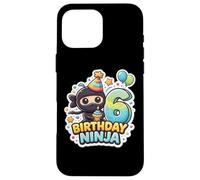 Carcasa para iPhone 16 Pro MAX 6 años cumpleaños Ninja Boys Six 6th Sexto Kids Party Cute