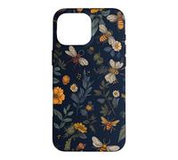 Carcasa para iPhone 16 Pro MAX Abejas y Flores Silvestres en Azul Oscuro