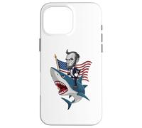 Carcasa para iPhone 16 Pro MAX Abraham Lincoln Riding A Shark - Gráfico patriótico del 4 de Julio