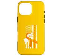 Carcasa para iPhone 16 Pro MAX ADHD Awareness Bandera Americana Cinta Naranja