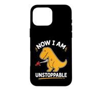 Carcasa para iPhone 16 Pro MAX Ahora Soy imparable Amarillo T Rex Divertido