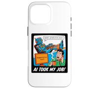 Carcasa para iPhone 16 Pro MAX AI tomó mi Trabajo Programador Divertido Robot Codificación Tecnología Humor