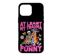Carcasa para iPhone 16 Pro MAX Al Menos Mi Trauma Me Hizo Divertido Diseño Esquelético