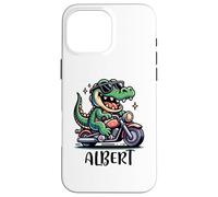 Carcasa para iPhone 16 Pro MAX Albert Fun Alligator - Diseño de Motocicleta para niños con Nombre Albert
