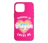 Carcasa para iPhone 16 Pro MAX Alguien en Oregon Me ama Corazón Retro Groovy