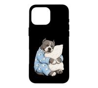 Carcasa para iPhone 16 Pro MAX American Bully Sleeping in Cute Pijama Sleep Dog