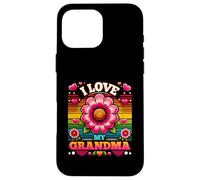 Carcasa para iPhone 16 Pro MAX Amo a mi Abuela, niño, niña, Flor Retro, Abuela, niños