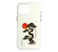 Carcasa para iPhone 16 Pro MAX Antiguo Bonsái Árbol Rojo Sol WABI Sabi Zen Arte Japonés