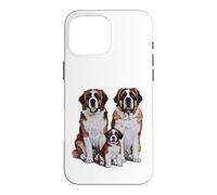 Carcasa para iPhone 16 Pro MAX Arte de Dibujo de la Familia de Cachorros de San Bernardo.