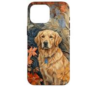 Carcasa para iPhone 16 Pro MAX Arte Floral botánico de Perro Perdiguero Rubio