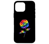 Carcasa para iPhone 16 Pro MAX Arte Floral botánico Pride Rose Rainbow