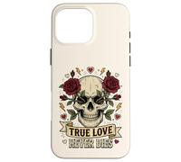 Carcasa para iPhone 16 Pro MAX Arte gótico del Tatuaje de Las Rosas del Amor Verdadero Nunca morirá