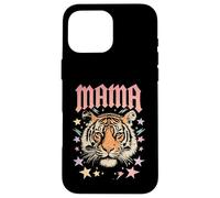 Carcasa para iPhone 16 Pro MAX Arte gráfico de Mama Tiger Face Rebel Mom Wild Animal