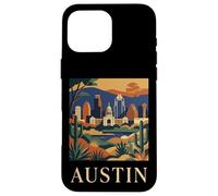 Carcasa para iPhone 16 Pro MAX Austin Texas Skyline Retro Vintage Paisaje Urbano Arte