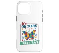 Carcasa para iPhone 16 Pro MAX Autism It's Ok To Be Different Butterfly Puzzle Kid Teacher