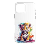 Carcasa para iPhone 16 Pro MAX Baby Tiger Farbspritzer - Tier Kunst - für Sie und Ihn