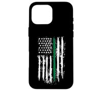 Carcasa para iPhone 16 Pro MAX Back The Green Thin Green Line American Flag Border Patrol