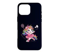 Carcasa para iPhone 16 Pro MAX Bádminton Unicornio Arco Iris Kawaii Girls Shuttle