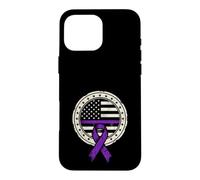 Carcasa para iPhone 16 Pro MAX Bandera Americana Cáncer de Páncreas Cinta Morada