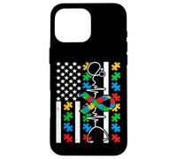 Carcasa para iPhone 16 Pro MAX Bandera Americana de Enfermera Autismo - Puzzle RN Awareness Healthcare