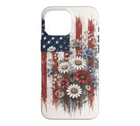 Carcasa para iPhone 16 Pro MAX Bandera Americana Floral patriótica USA Daisy