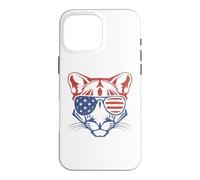 Carcasa para iPhone 16 Pro MAX Bandera Americana patriótica del 4 de Julio de Cougar Lion USA
