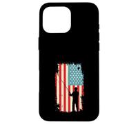 Carcasa para iPhone 16 Pro MAX Bandera Americana Pescador Pesca Pescador EE.UU. Patriótico