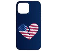 Carcasa para iPhone 16 Pro MAX Bandera de Estados Unidos de América Corazón Roto - Heartbreak en Forma de corazón