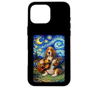 Carcasa para iPhone 16 Pro MAX Basset Hound Playing Guitar Whimsical Art Dog Music Camping