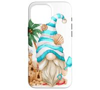 Carcasa para iPhone 16 Pro MAX Beach Lover with Flip Flops and Sand Castle Funny GNOME